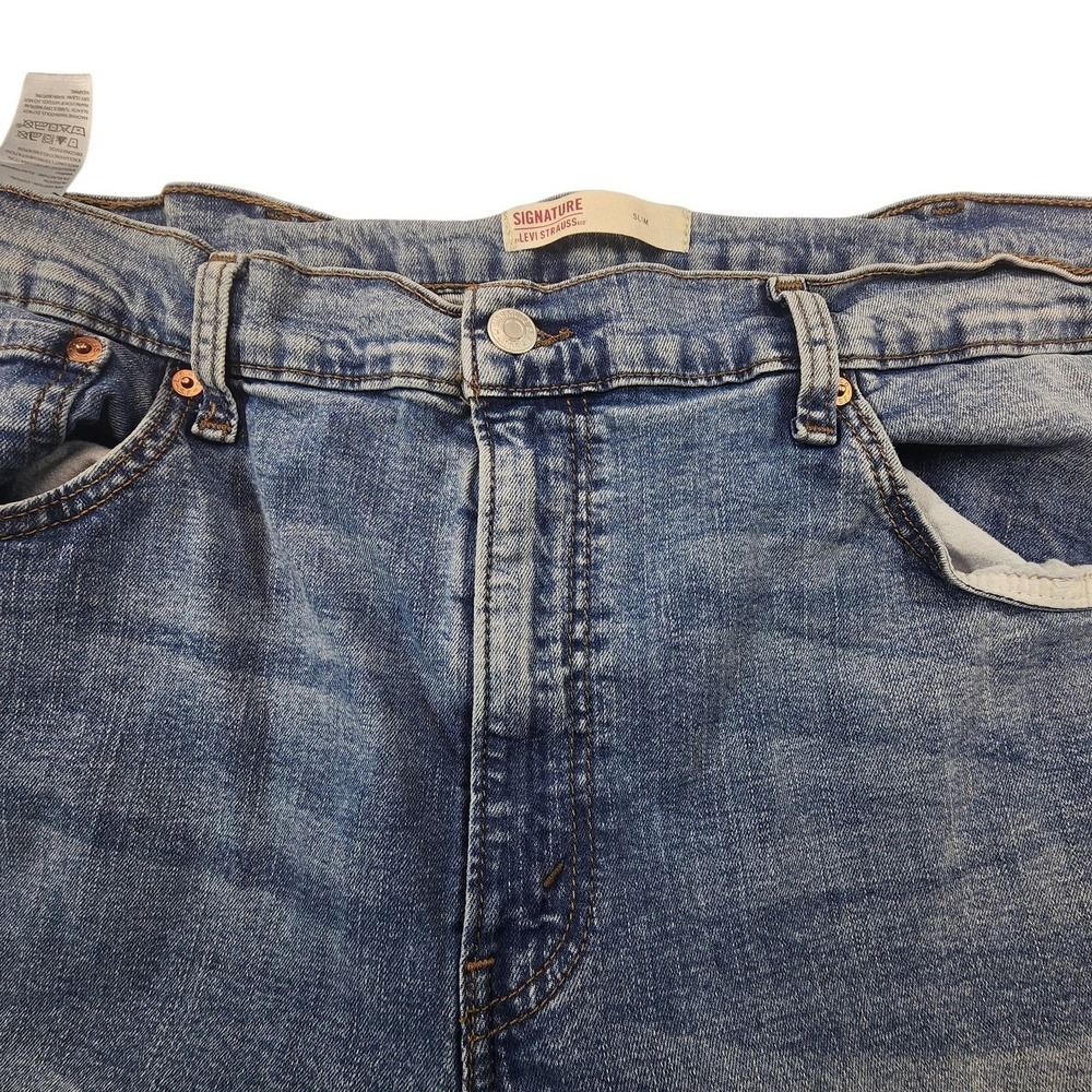 Levi Strauss Signature Mens 40x30 Blue Slim Straight Stretch Denim